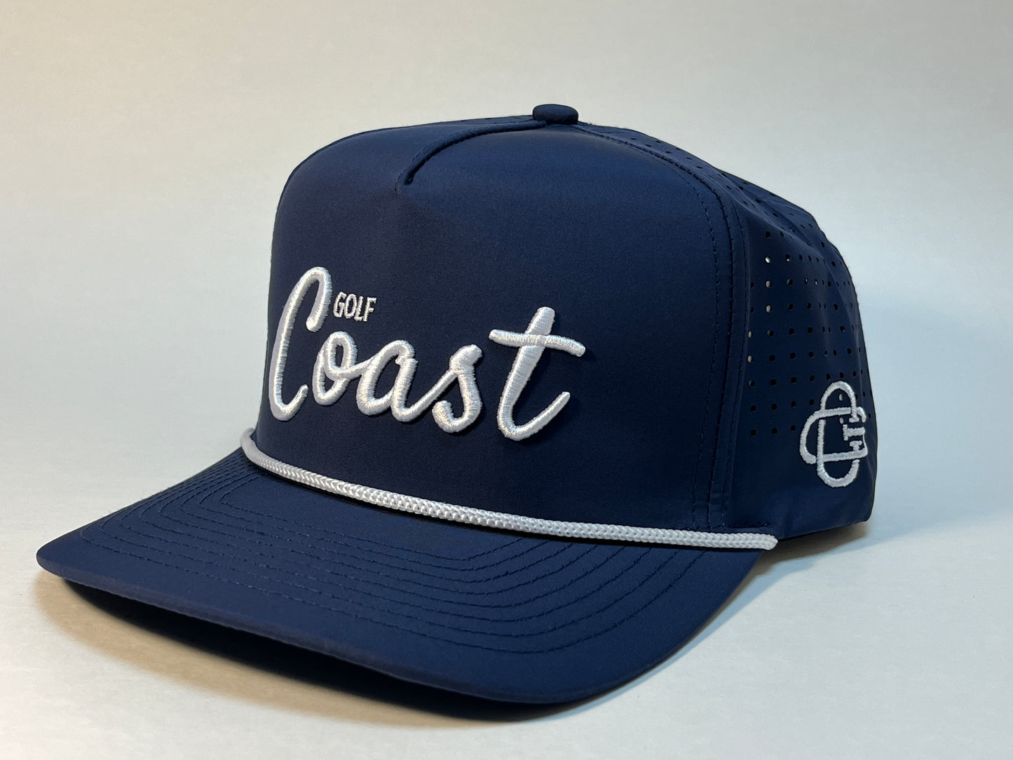 Golf Coast Cursive 5 Panel Snapback - Navy/White