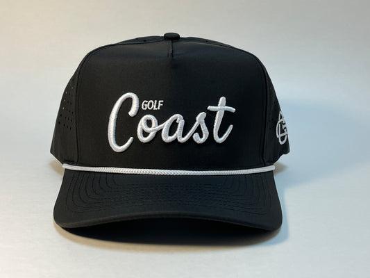 Golf Coast Cursive 5 Panel Snapback - Black/White