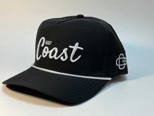 Golf Coast Cursive 5 Panel Snapback - Black/White