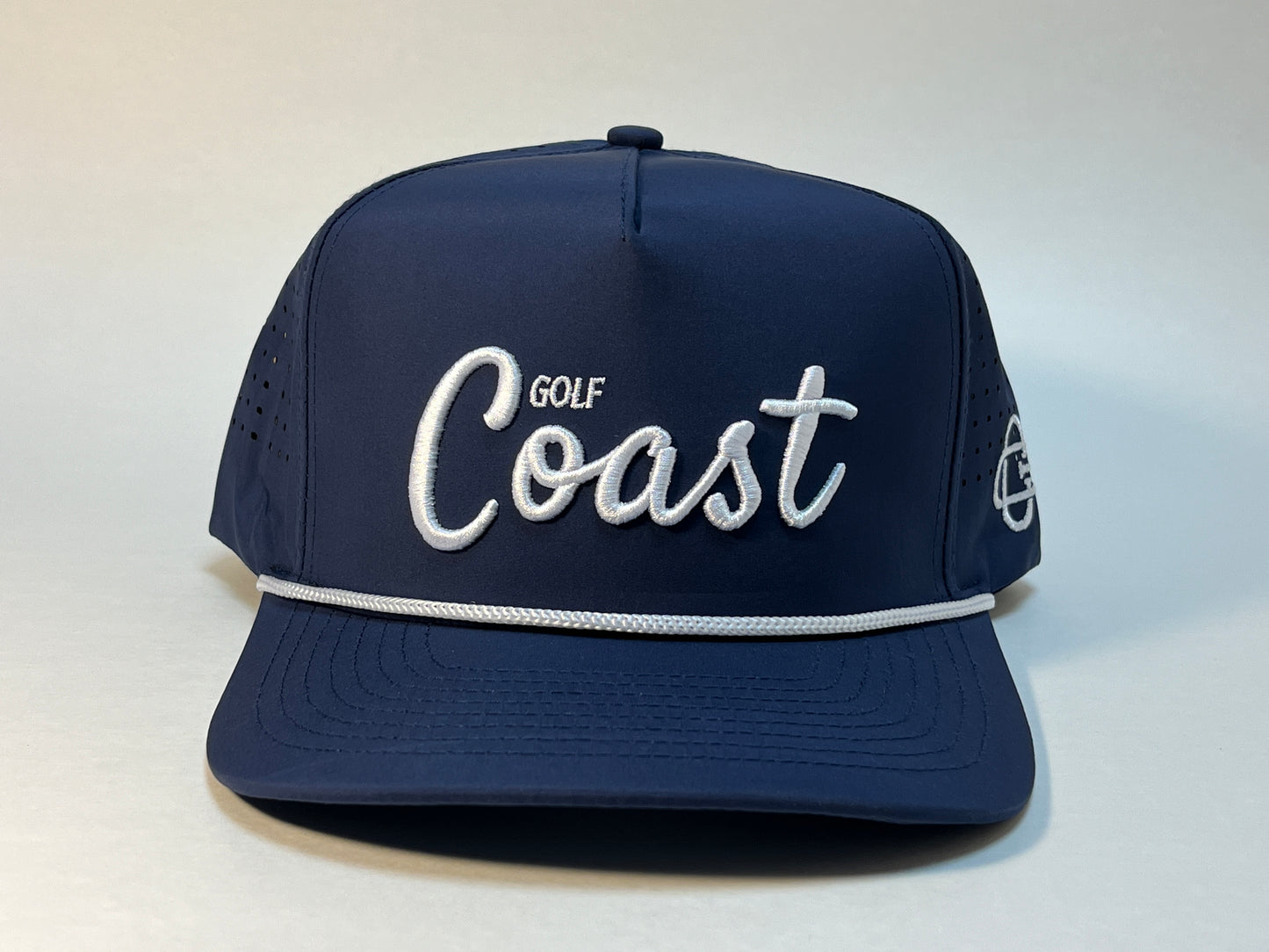 Golf Coast Cursive 5 Panel Snapback - Navy/White