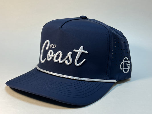 Golf Coast Cursive 5 Panel Snapback - Navy/White